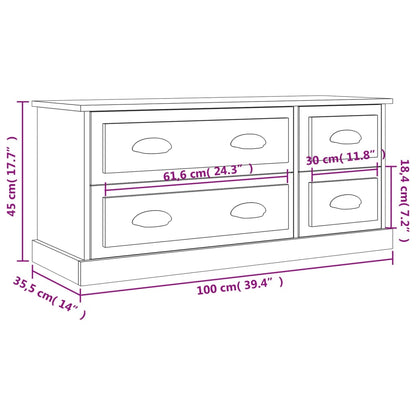 TV-benk hvit 100x35,5x45 cm konstruert tre