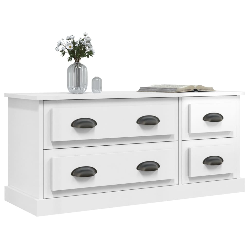 TV-Møbel Høyglans Hvit Tv-benk 100x35,5x45 cm