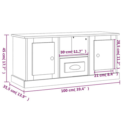 TV-benk hvit 100x35,5x45 cm konstruert tre