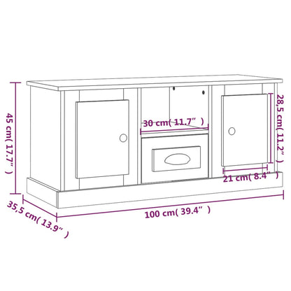 TV-benk betonggrå 100x35,5x45 cm konstruert tre