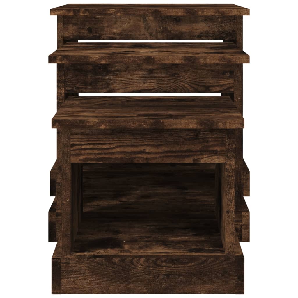 Salongbord Sofabord Røkt Eik 3 stk