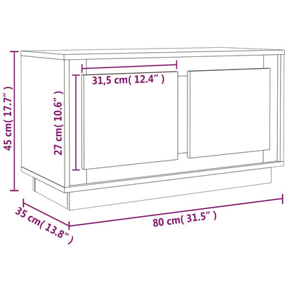 TV-benk hvit 80x35x45 cm konstruert tre