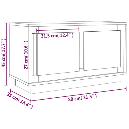 TV-benk brun eik 80x35x45 cm konstruert tre