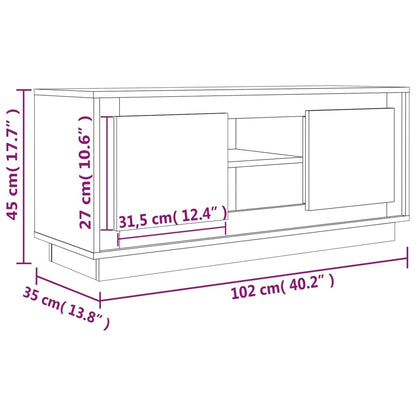 TV-benk hvit høyglans 102x35x45 cm konstruert tre