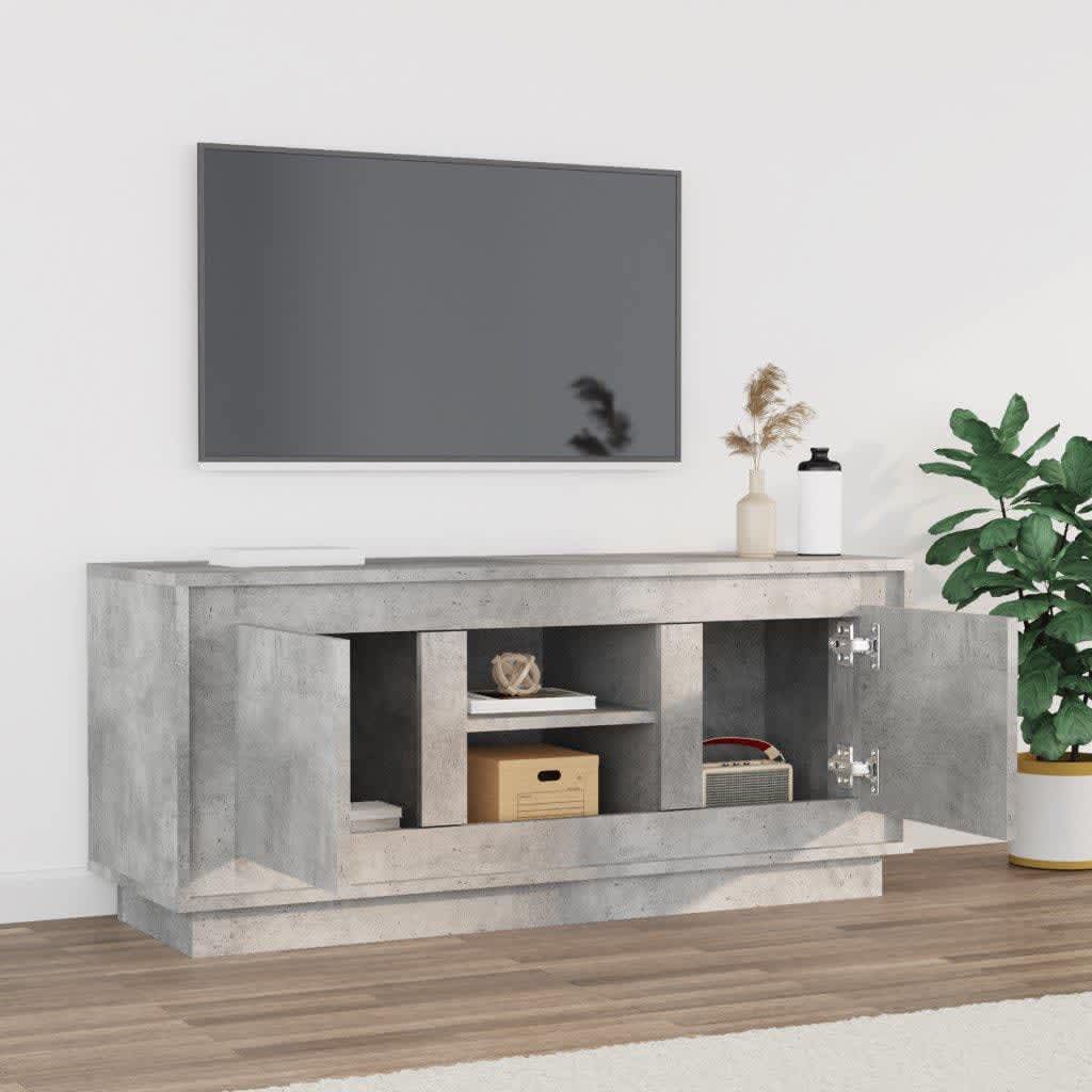 TV-benk betonggrå 102x35x45 cm konstruert tre