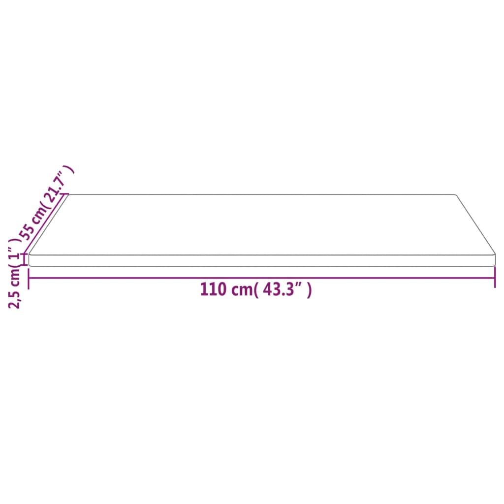 Bordplate 110x55x2,5 cm heltre furu rektangulær