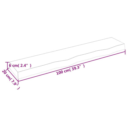 Hylleplate 100x20x6 cm ubehandlet heltre eik