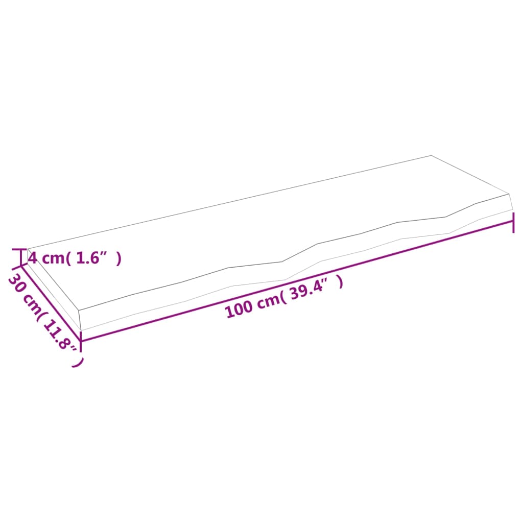 Hylleplate 100x30x(2-4) cm ubehandlet heltre eik