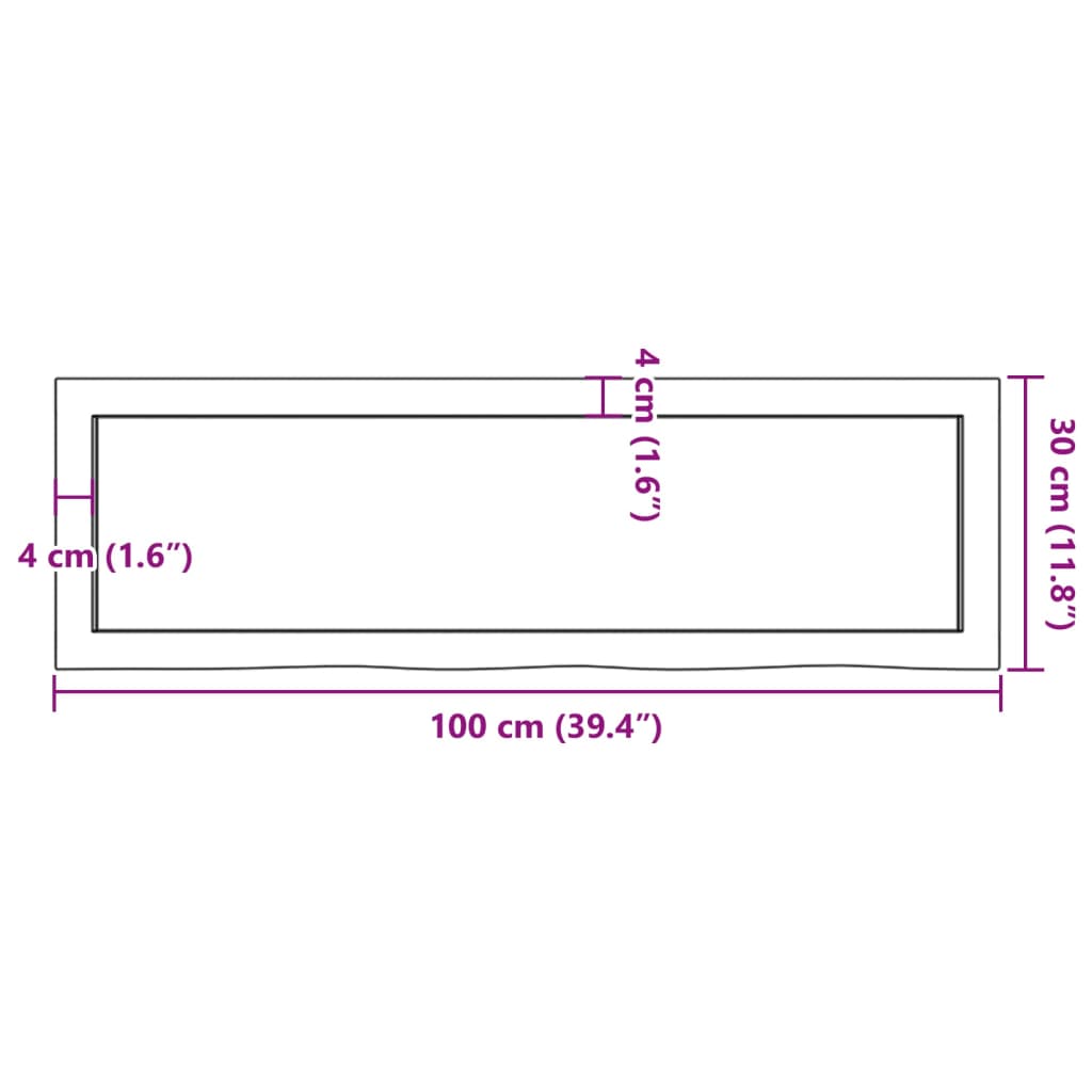 Hylleplate 100x30x(2-4) cm ubehandlet heltre eik