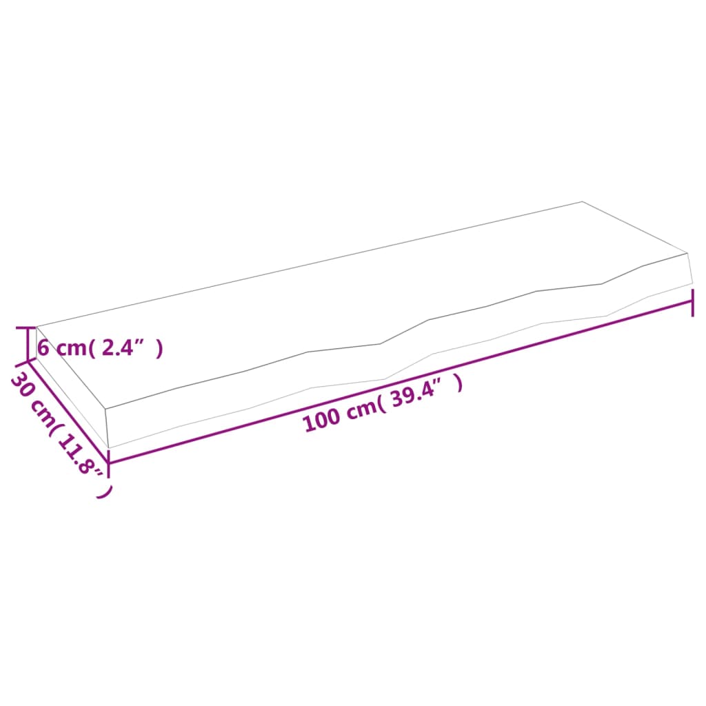 Hylleplate 100x30x(2-6) cm ubehandlet heltre eik