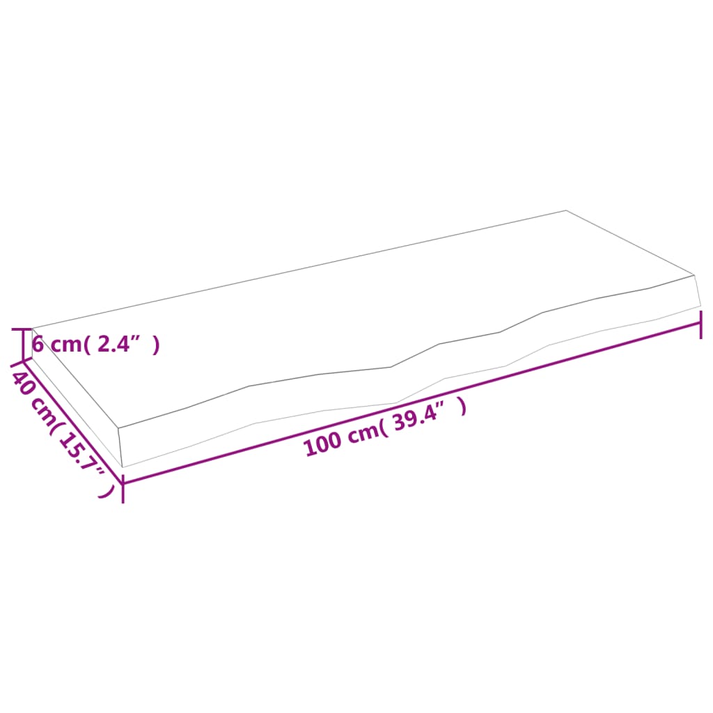 Hylleplate 100x40x(2-6) cm ubehandlet heltre eik