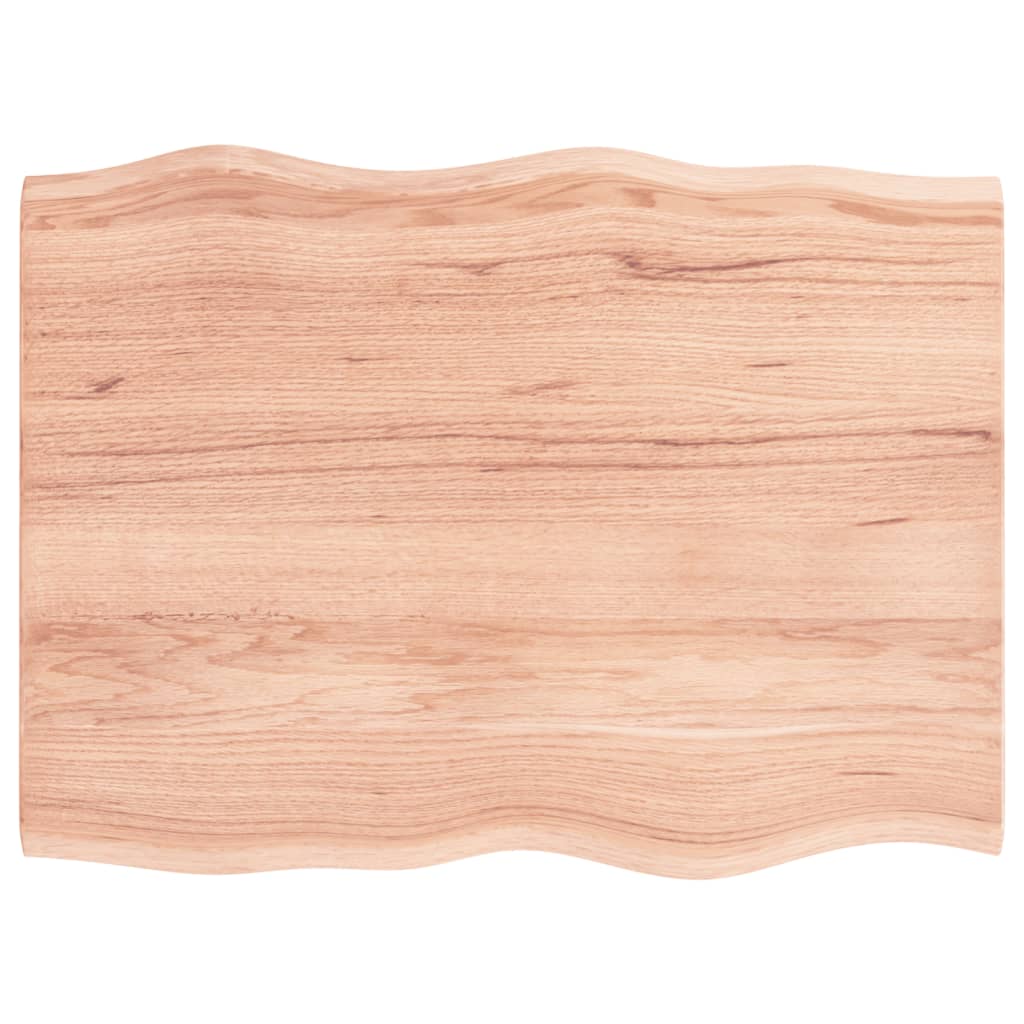 Bordplate lysebrun 80x60x2cm behandlet heltre eik naturlig kant