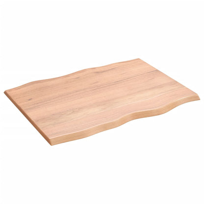 Bordplate lysebrun 80x60x2cm behandlet heltre eik naturlig kant