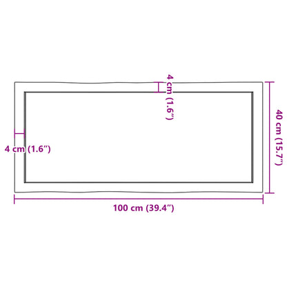 Bordplate lysebrun 100x40x(2-6)cm behandlet heltre naturlig