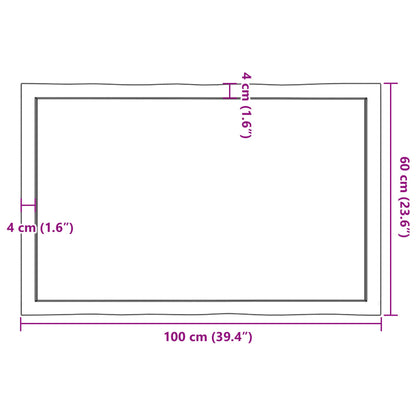 Bordplate lysebrun 100x60x(2-4)cm behandlet heltre naturlig