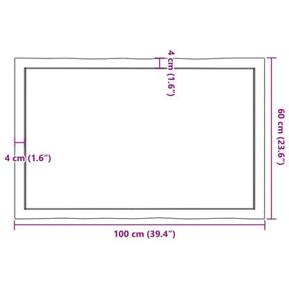 Bordplate lysebrun 100x60x(2-6)cm behandlet heltre naturlig