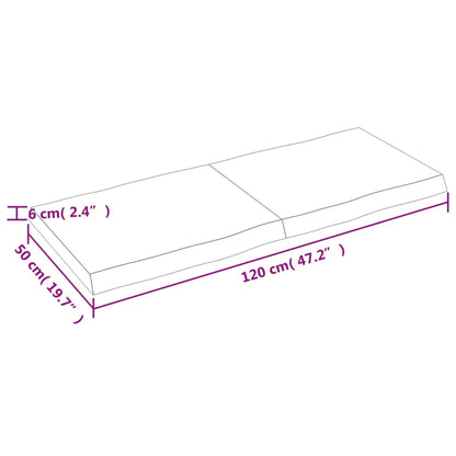 Bordplate lysebrun 120x50x(2-6)cm behandlet heltre naturlig