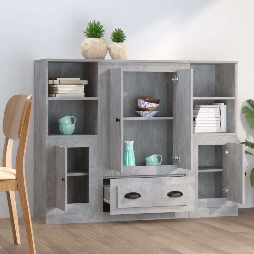 Skap Betonggrå 3 stk