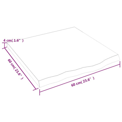 Bordplate 60x60x(2-4) cm ubehandlet heltre eik