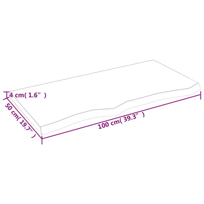 Bordplate 100x50x(2-4) cm ubehandlet heltre eik