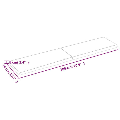 Bordplate lysebrun 180x40x(2-6) cm behandlet heltre eik