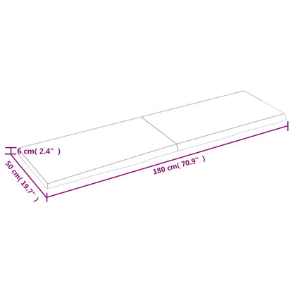 Bordplate lysebrun 180x50x(2-6) cm behandlet heltre eik