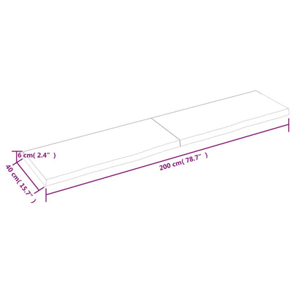 Bordplate lysebrun 200x40x(2-6) cm behandlet heltre eik