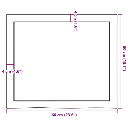 Bordplate mørkebrun 60x50x(2-6) cm behandlet heltre eik