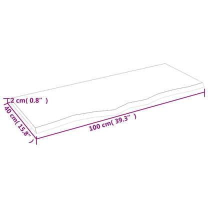 Bordplate mørkebrun 100x40x2 cm behandlet heltre eik