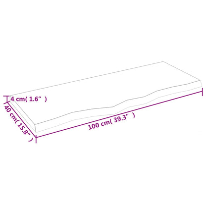 Bordplate mørkebrun 100x40x(2-4) cm behandlet heltre eik