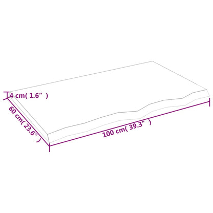 Bordplate mørkebrun 100x60x(2-4) cm behandlet heltre eik