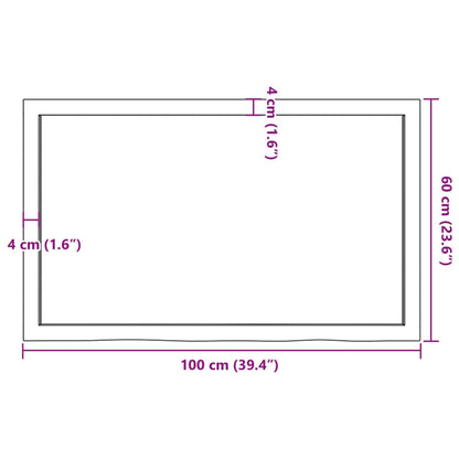 Bordplate mørkebrun 100x60x(2-4) cm behandlet heltre eik