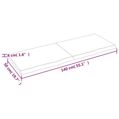 Bordplate mørkebrun 140x50x(2-4) cm behandlet heltre eik