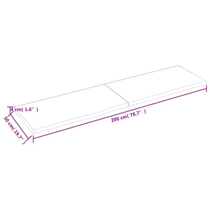 Bordplate mørkebrun 200x50x(2-4) cm behandlet heltre eik