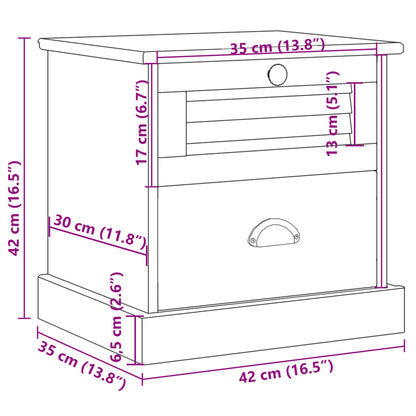 Nattbord Sengbord hvit VIGO 42x35x42 cm heltre furu