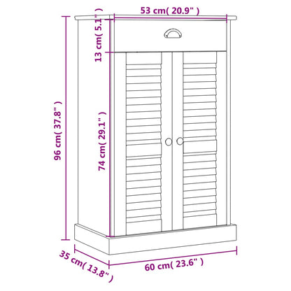 Skoskap Skobenk Skohylle VIGO 60x35x96 cm heltre furu