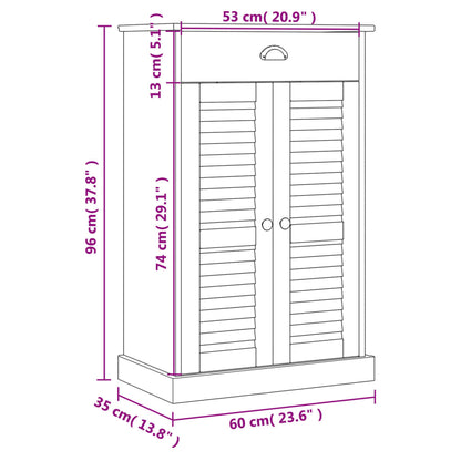 Skoskap Skobenk Skohylle VIGO hvit 60x35x96 cm heltre furu