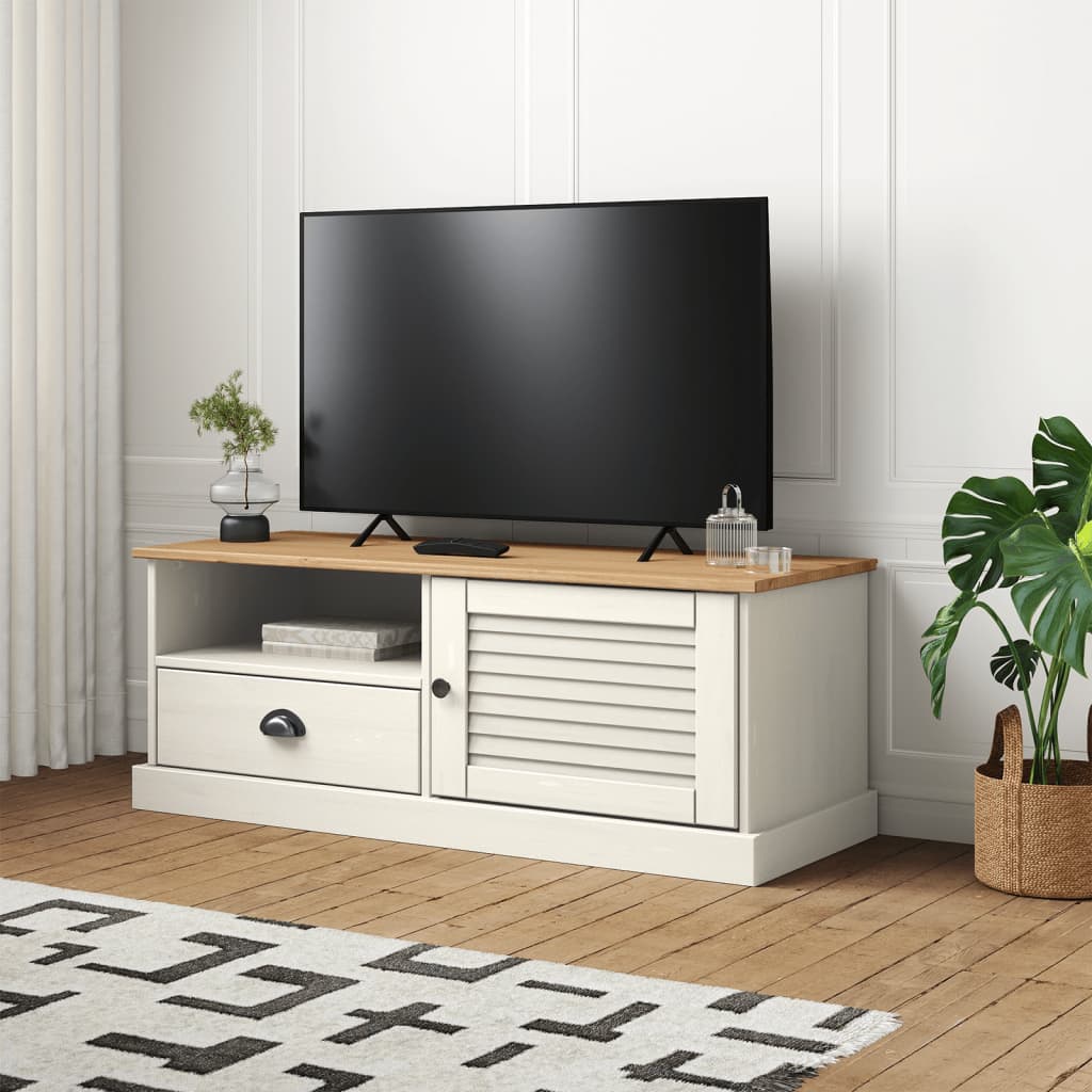 TV-Møbel Hvit TV-benk VIGO 106x40x40 cm heltre furu