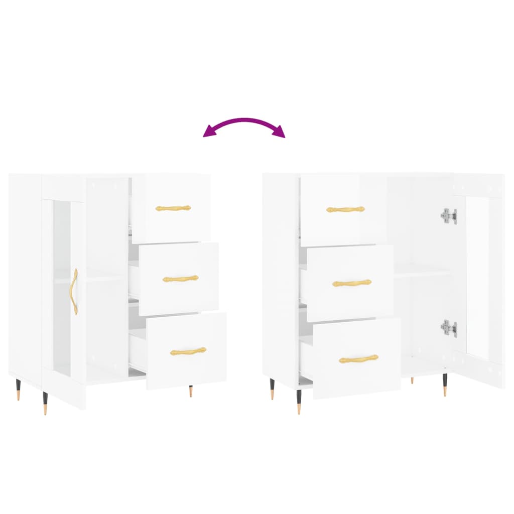 Skjenk Høyglans Hvit 69,5x34x90 cm