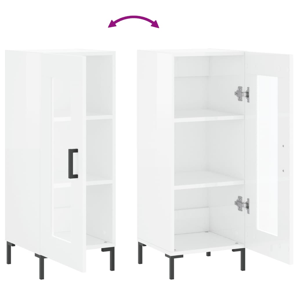 Skjenk høyglans hvit 34,5x34x90 cm konstruert tre