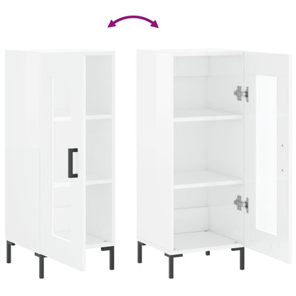 Skjenk høyglans hvit 34,5x34x90 cm konstruert tre