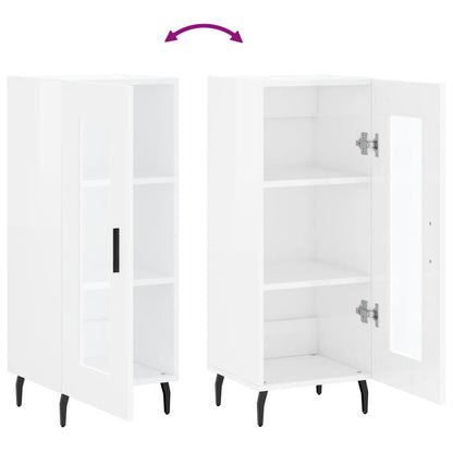 Skjenk høyglans hvit 34,5x34x90 cm konstruert tre