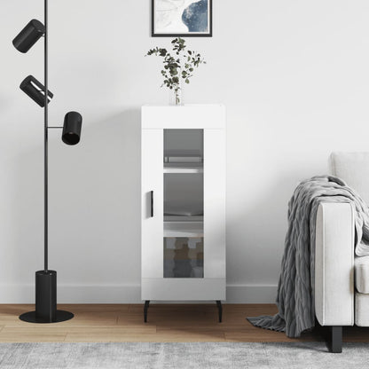 Skjenk høyglans hvit 34,5x34x90 cm konstruert tre