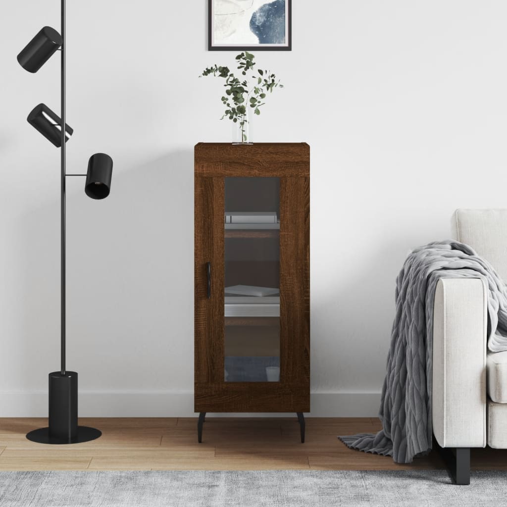 Skjenk brun eik 34,5x34x90 cm konstruert tre