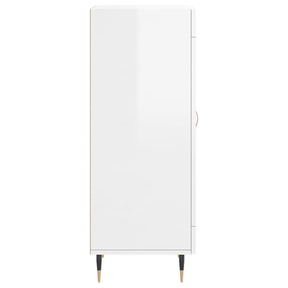 Skjenk høyglans hvit 34,5x34x90 cm konstruert tre