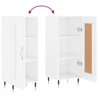 Skjenk høyglans hvit 34,5x34x90 cm konstruert tre