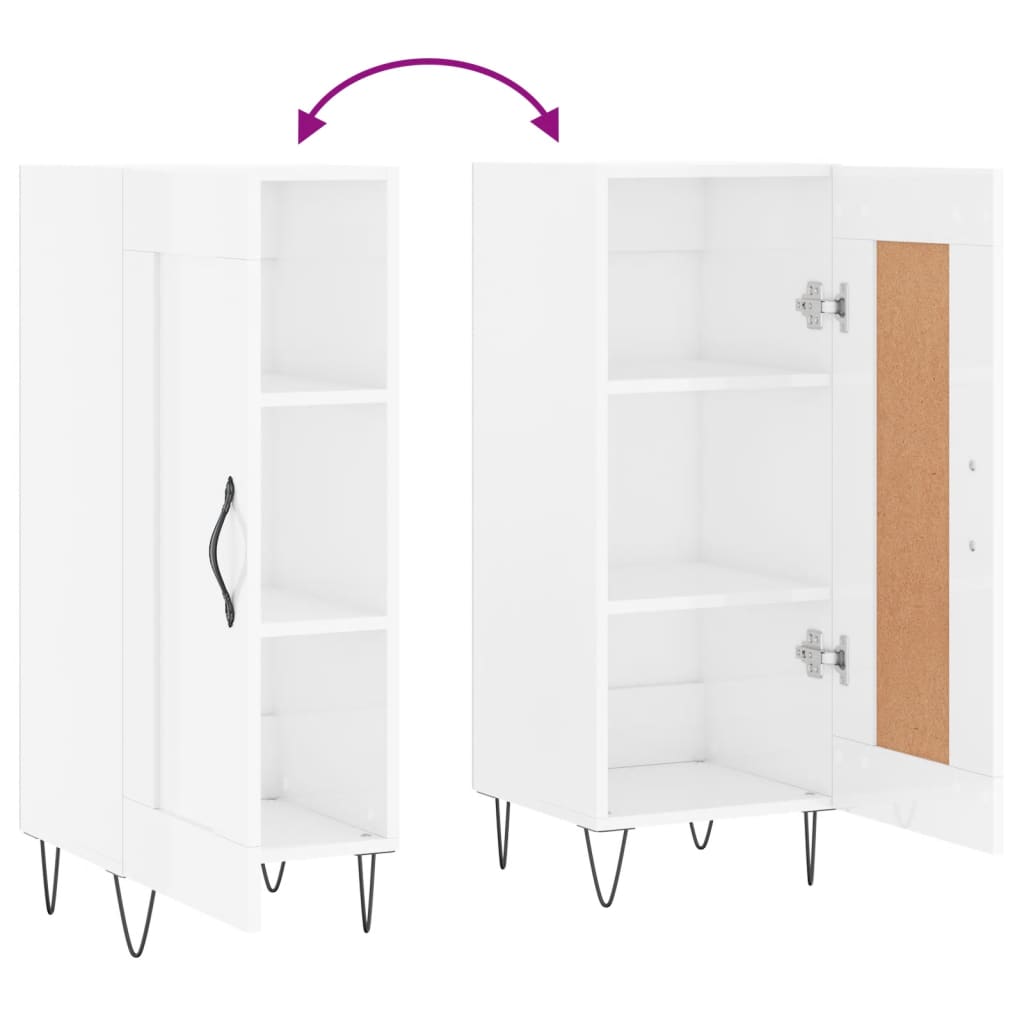 Skjenk Høyglans Hvit 34,5x34x90 cm