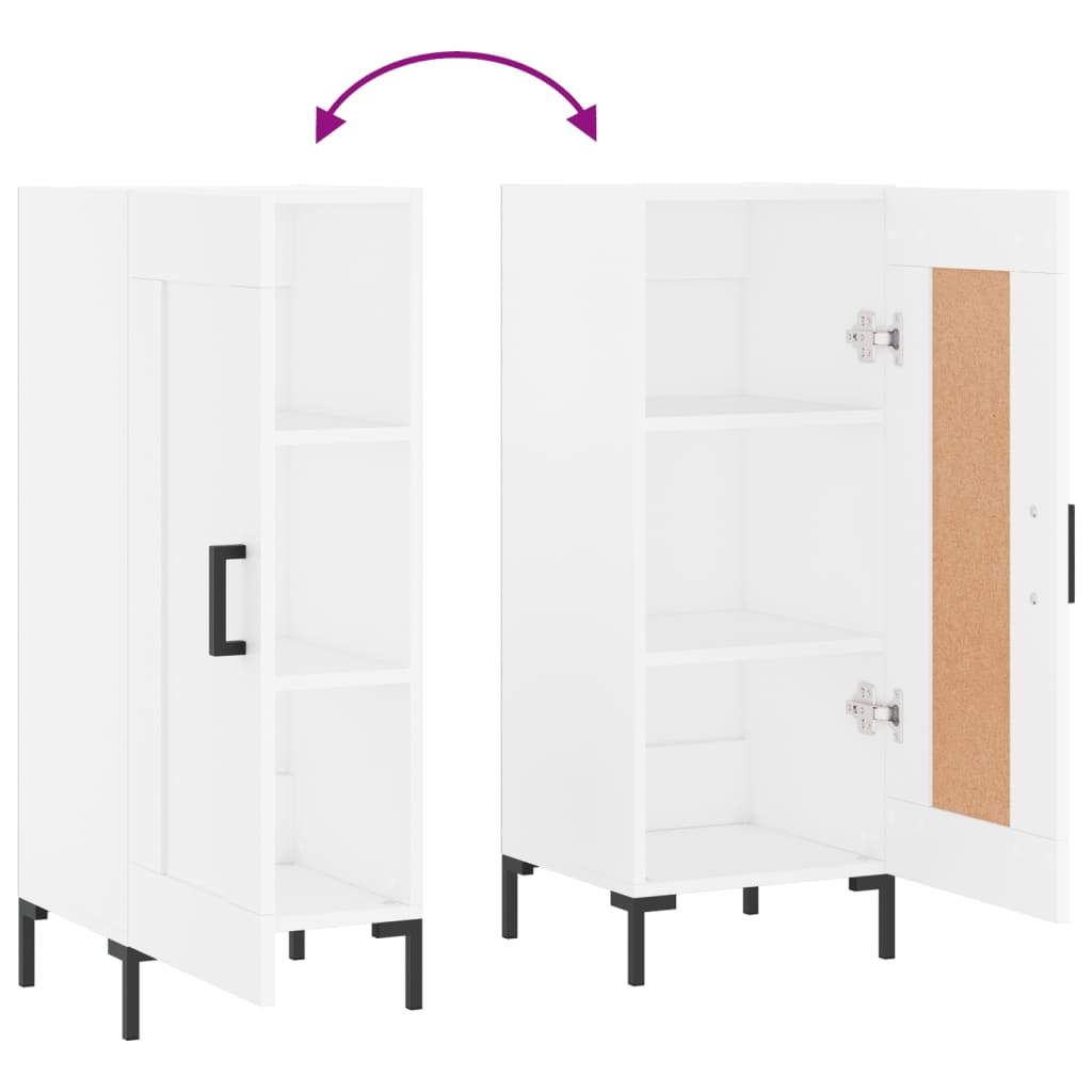 Skjenk hvit 34,5x34x90 cm konstruert tre