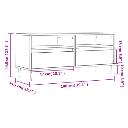 TV-benk hvit 100x34,5x44,5 cm konstruert tre