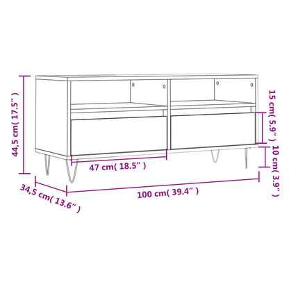 TV-benk hvit 100x34,5x44,5 cm konstruert tre